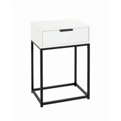 3S. x Home Console en tube d'acier peint par poudrage en noir tiroir en panneau de particules avec décor en blanc Sale