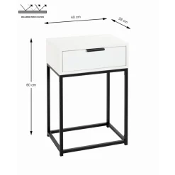 3S. x Home Console en tube d'acier peint par poudrage en noir tiroir en panneau de particules avec décor en blanc Sale