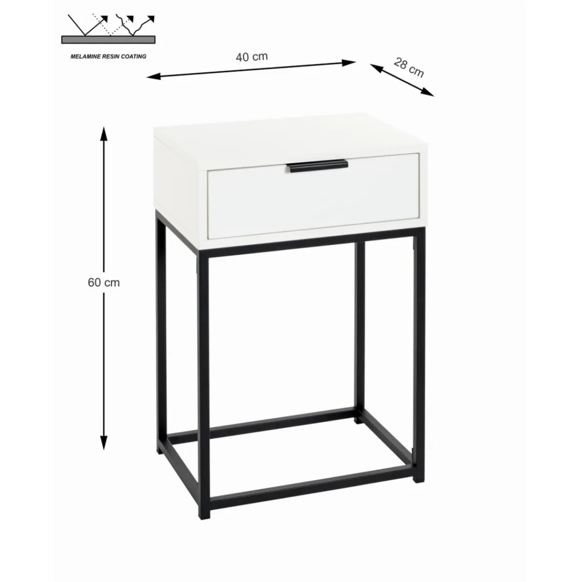 3S. x Home Console en tube d'acier peint par poudrage en noir tiroir en panneau de particules avec décor en blanc Sale