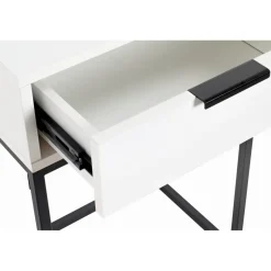 3S. x Home Console en tube d'acier peint par poudrage en noir tiroir en panneau de particules avec décor en blanc Sale