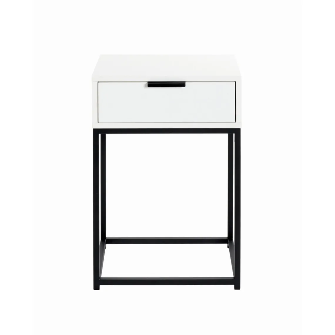 3S. x Home Console en tube d'acier peint par poudrage en noir tiroir en panneau de particules avec décor en blanc Sale