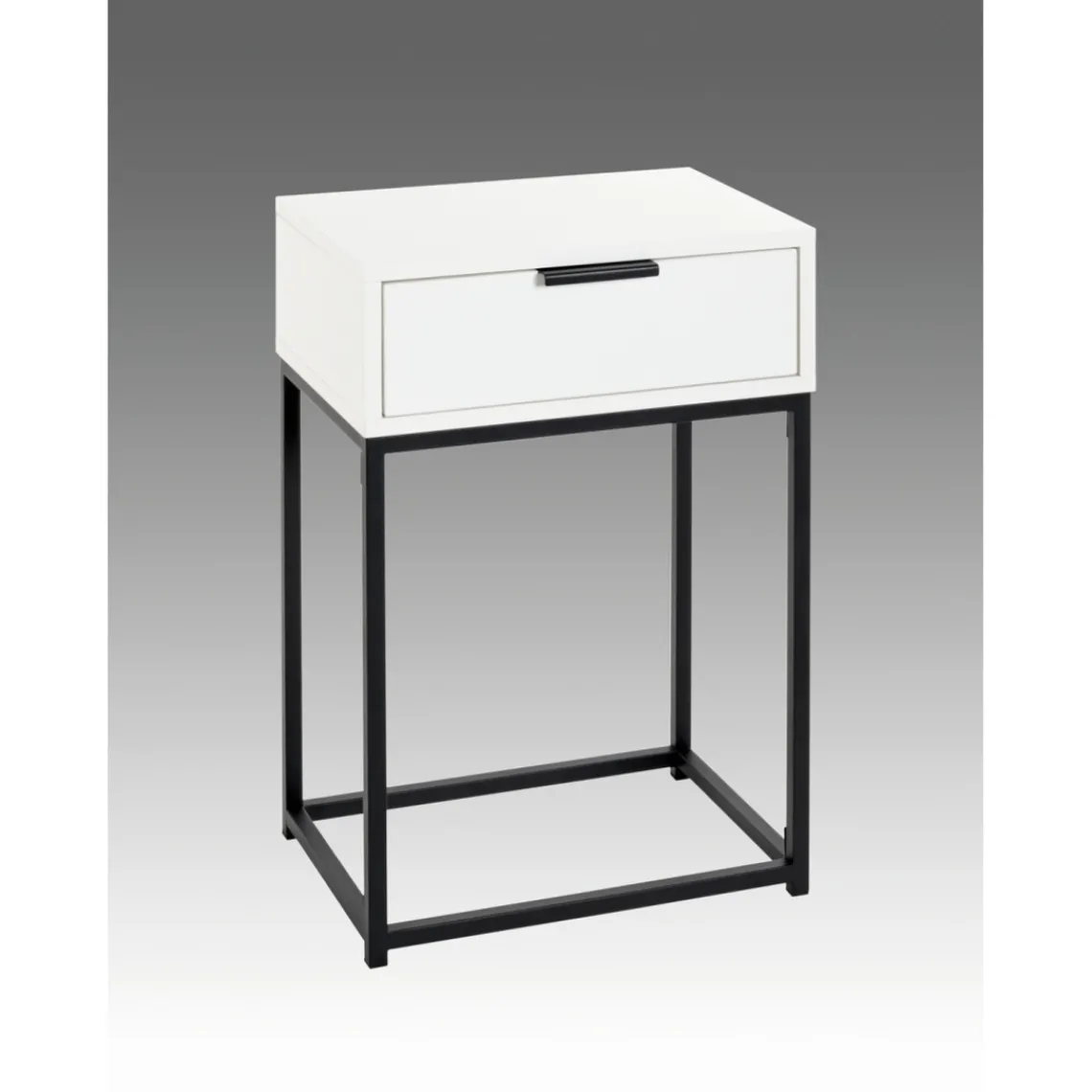 3S. x Home Console en tube d'acier peint par poudrage en noir tiroir en panneau de particules avec décor en blanc Sale