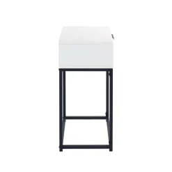 3S. x Home Console en tube d'acier peint par poudrage en noir tiroir en panneau de particules avec décor en blanc Sale