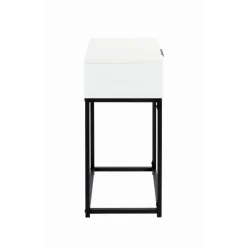 3S. x Home Console en tube d'acier peint par poudrage en noir tiroir en panneau de particules avec décor en blanc Sale