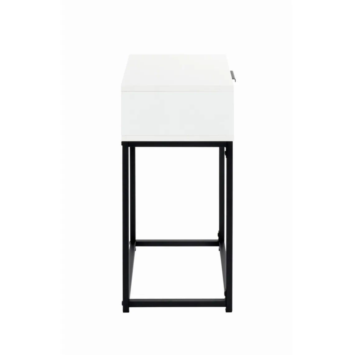 3S. x Home Console en tube d'acier peint par poudrage en noir tiroir en panneau de particules avec décor en blanc Sale