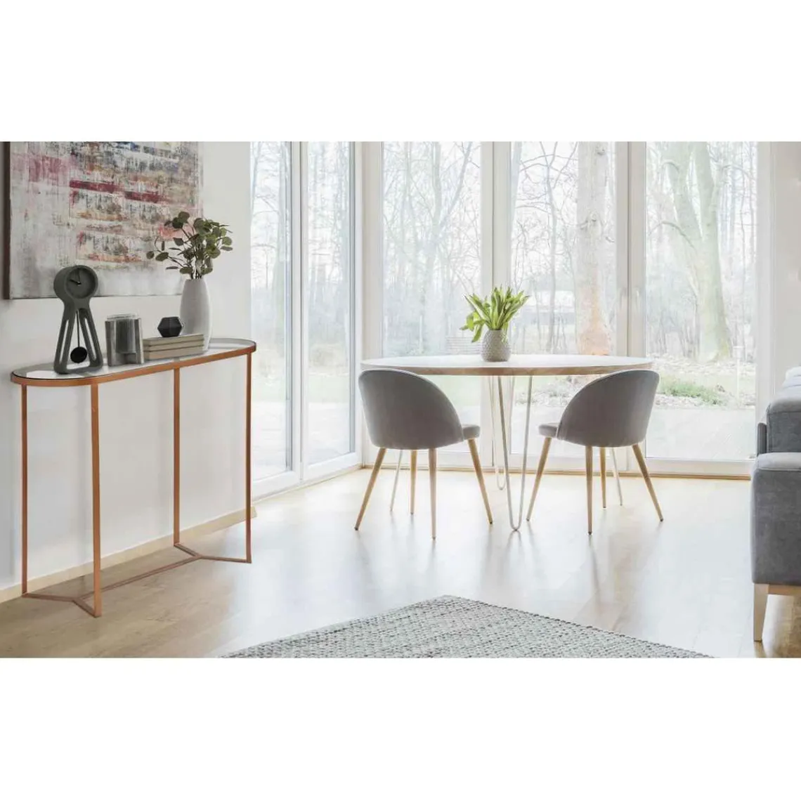 3S. x Home Console en Verre Et Métal Cuivré New