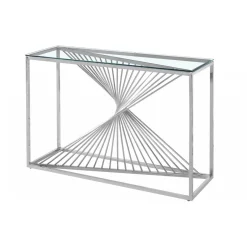 3S. x Home Console en Verre Transparent et Pieds Argent CLESSY Hot