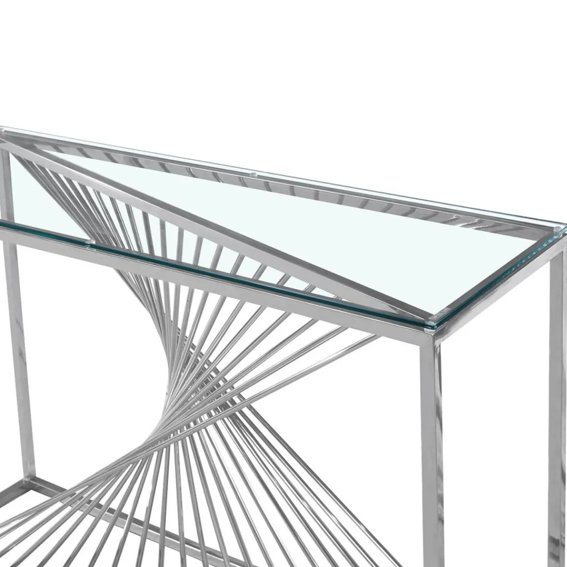 3S. x Home Console en Verre Transparent et Pieds Argent CLESSY Hot