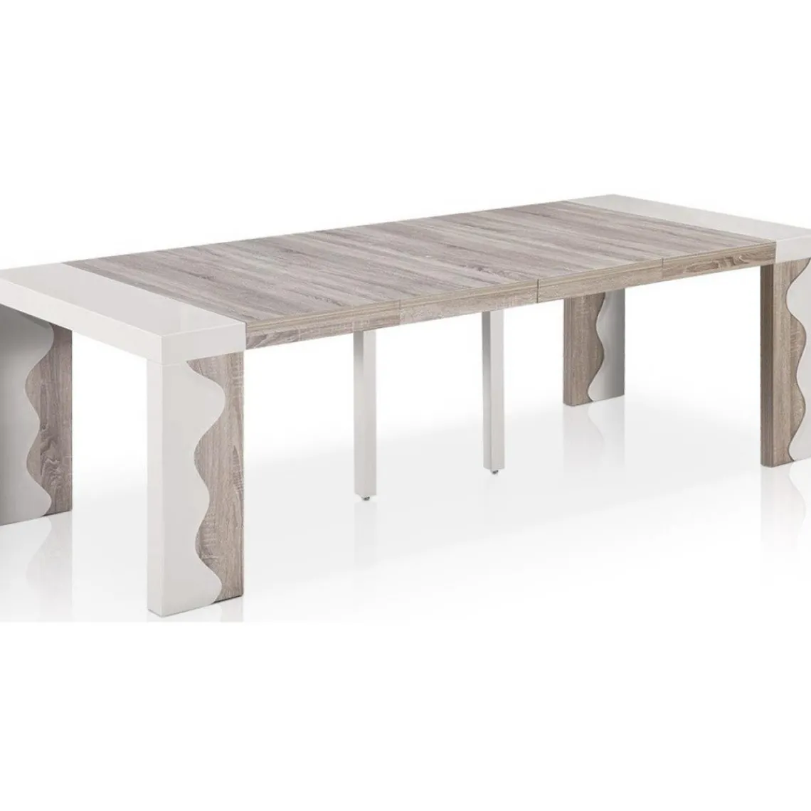 3S. x Home Console extensible he bicolore 250cm laque CHICAGO Blanc Best