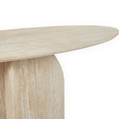 3S. x Home Console moderne ovale Calyptus Effet travertin Beige