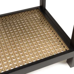 Macabane Console noire 4 tiroirs 1 étagère effet cannage CHARLIE Clearance