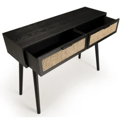 Macabane Console noire 2 tiroirs cannage - MIKEL Hot