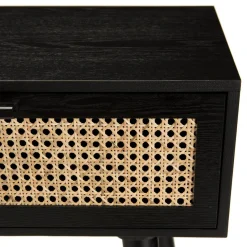 Macabane Console noire 2 tiroirs cannage - MIKEL Hot