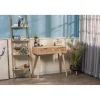 3S. x Home Console scandinave en bois avec 2 tiroirs Cannage Rotin Gris Discount