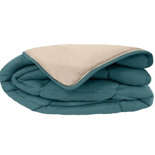 Toison d’or Couette chaude bicolore COCOON bleu paon/galet Sale