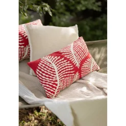Maison Vivaraise Coussin brodé FLORA Papaye Orange New