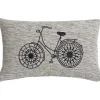 3S. x Home Coussin en coton SUNNY 30x50 Gris Broderie Vélo Noir Best