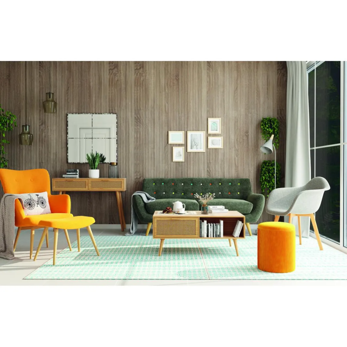 3S. x Home Coussin en coton SUNNY 30x50 Gris Broderie Vélo Noir Best