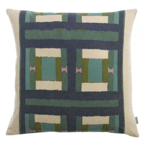 Maison Vivaraise Coussin imprimé Taho Vert de gris Vert gris Outlet