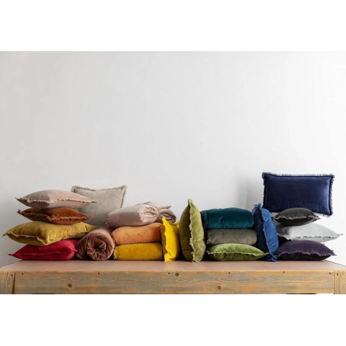 Maison Vivaraise Coussin uni Fara Eucalyptus 30 x 50 Outlet