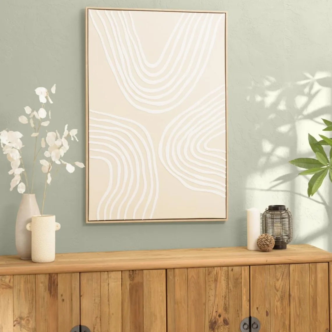 Macabane Décoration murale A lignes abstraites, cadre naturel HOMER Hot