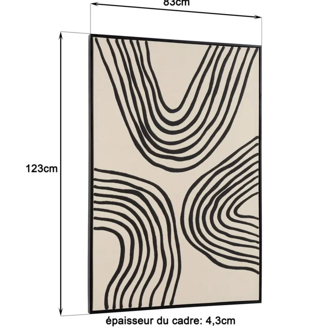Macabane Décoration murale B lignes abstraites, cadre noir HOMER Outlet
