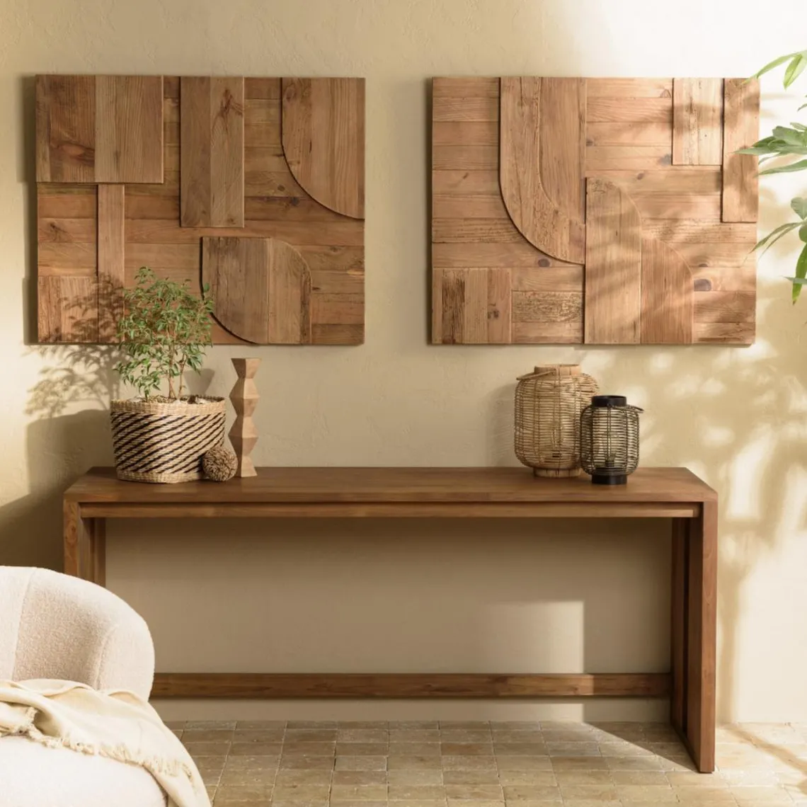 Macabane Décoration murale C formes géométriques en Pin recyclé SANDY Marron Sale