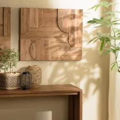 Macabane Décoration murale D formes géométriques en Pin recyclé SANDY Marron