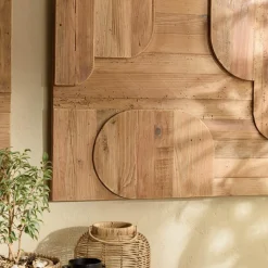 Macabane Décoration murale D formes géométriques en Pin recyclé SANDY Marron