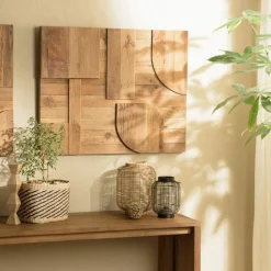 Macabane Décoration murale en pin recyclé formes géométriques SANDY marron
