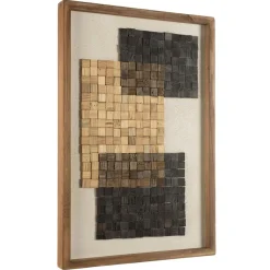Macabane Décoration murale n°1 mosaïque en Pin recyclé SANDY beige et noire Best