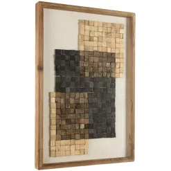 Macabane Décoration murale n°2 mosaïque en Pin recyclé SANDY beige et noire New