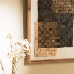 Macabane Décoration murale n°2 mosaïque en Pin recyclé SANDY beige et noire New