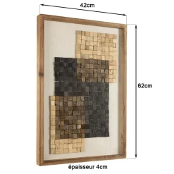 Macabane Décoration murale n°2 mosaïque en Pin recyclé SANDY beige et noire New