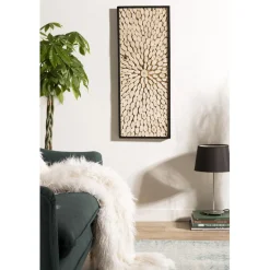 Macabane Décoration murale rectangulaire 100x40cm bois branches Teck nature Pailin Clearance