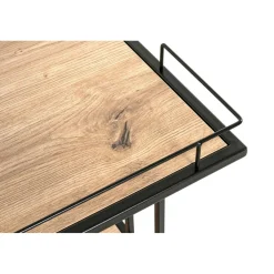 3S. x Home Desserte à roulettes avec plateaux en MDF décor chêne et en en Tube d'acier laqué Noir Clearance