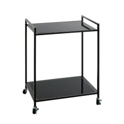 3S. x Home Desserte Noire en Métal avec plateau en Verre laqué Online