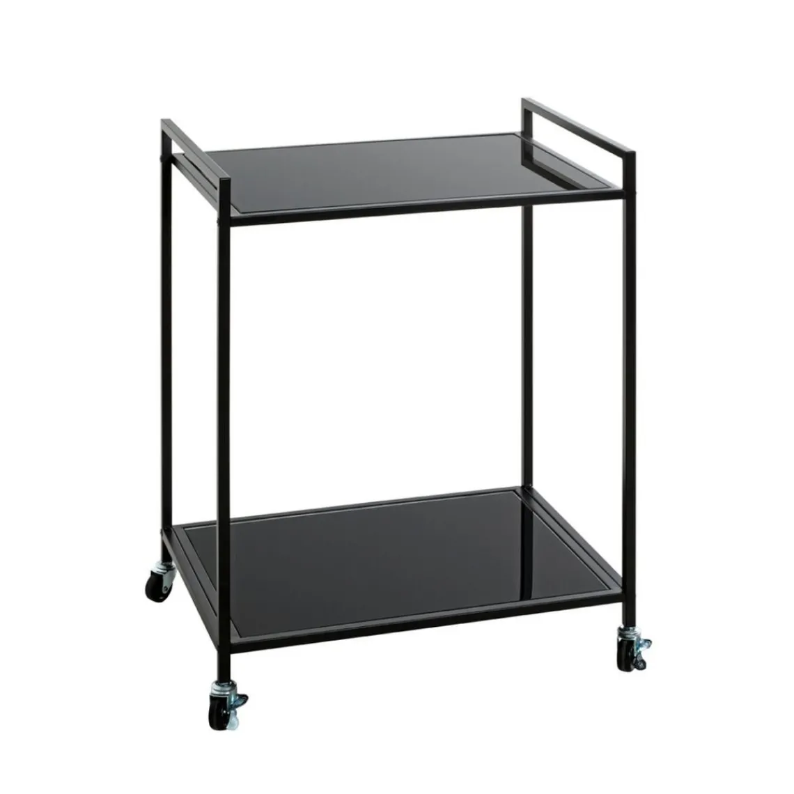 3S. x Home Desserte Noire en Métal avec plateau en Verre laqué Online