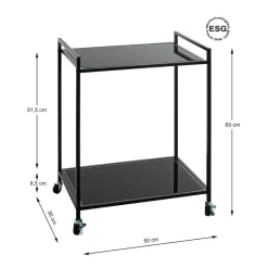 3S. x Home Desserte Noire en Métal avec plateau en Verre laqué Online