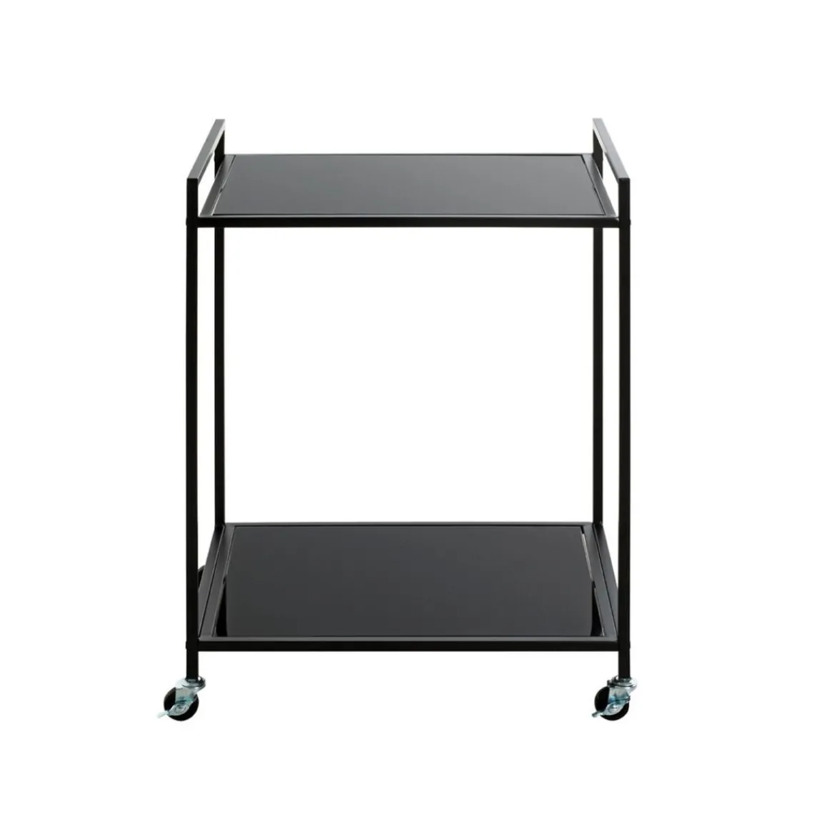 3S. x Home Desserte Noire en Métal avec plateau en Verre laqué Online