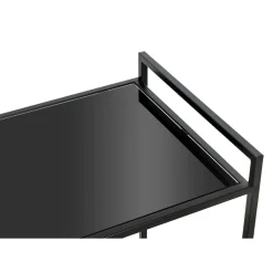3S. x Home Desserte Noire en Métal avec plateau en Verre laqué Online