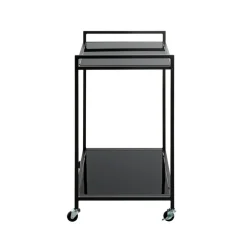 3S. x Home Desserte Noire en Métal avec plateau en Verre laqué Online