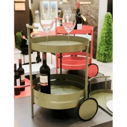 3S. x Home Desserte ronde double plateau vert minéral mat Discount