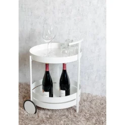 3S. x Home Desserte ronde double plateau blanc