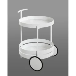 3S. x Home Desserte ronde double plateau blanc