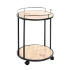 3S. x Home Desserte ronde sur roulettes avec plateaux en MDF décor chêne et en Tube d'acier laqué Noir Online