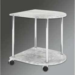 3S. x Home Desserte sur roulette avec plateau demi rond en bois et structure en acier chromé Hot