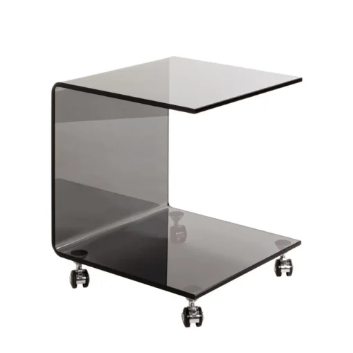 3S. x Home Desserte sur roulettes en verre arqué d'une seule pièce de 12 mm Gris New