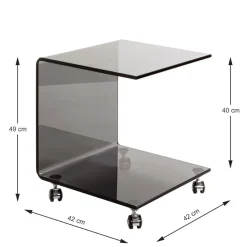 3S. x Home Desserte sur roulettes en verre arqué d'une seule pièce de 12 mm Gris New