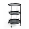 3S. x Home desserte tablettes en métal laqué noir New